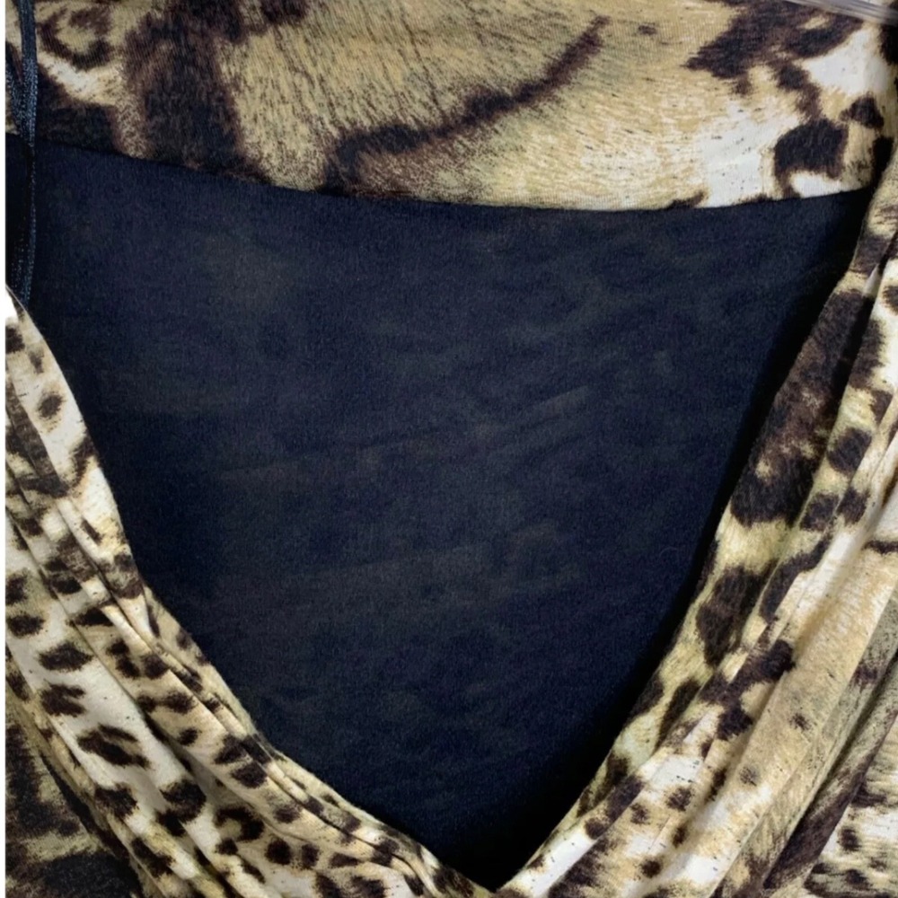 Ceme London Womens 10 Cheetah Animal Print Bodycon Dress Long Sleeve Fitted View 5